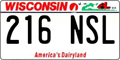 WI license plate 216NSL