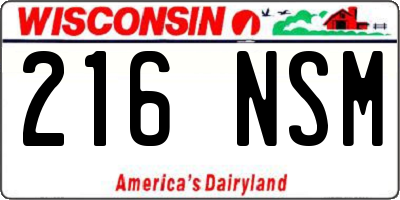 WI license plate 216NSM