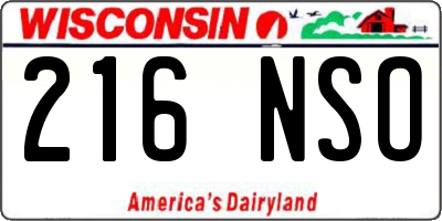 WI license plate 216NSO