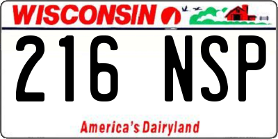 WI license plate 216NSP