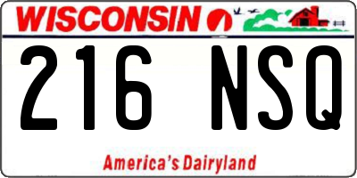 WI license plate 216NSQ