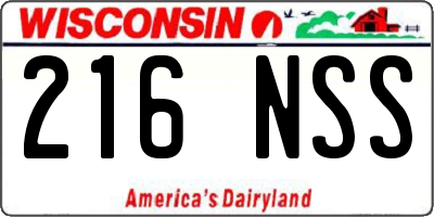 WI license plate 216NSS