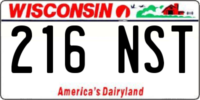 WI license plate 216NST