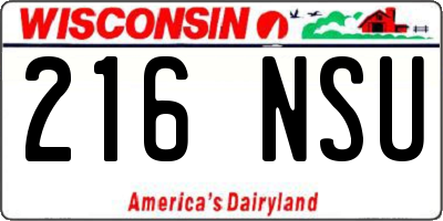 WI license plate 216NSU