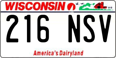 WI license plate 216NSV