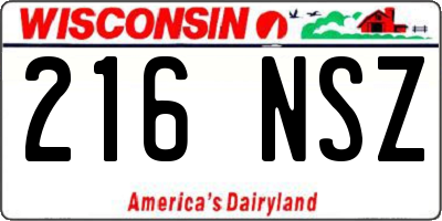 WI license plate 216NSZ