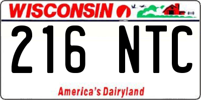 WI license plate 216NTC