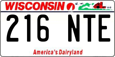WI license plate 216NTE