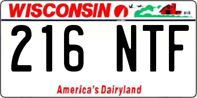 WI license plate 216NTF