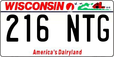 WI license plate 216NTG