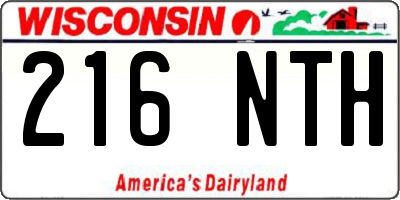 WI license plate 216NTH