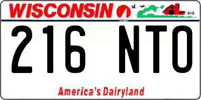 WI license plate 216NTO
