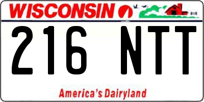 WI license plate 216NTT