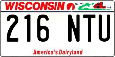 WI license plate 216NTU
