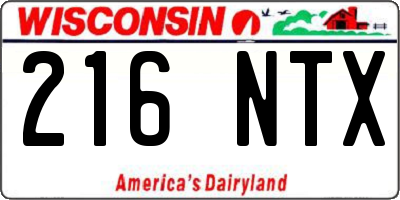 WI license plate 216NTX