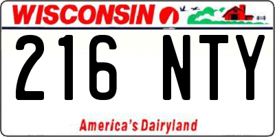 WI license plate 216NTY