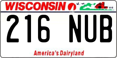 WI license plate 216NUB