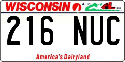 WI license plate 216NUC