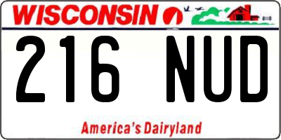 WI license plate 216NUD