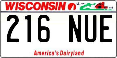 WI license plate 216NUE