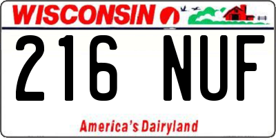 WI license plate 216NUF