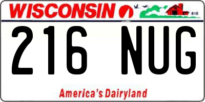 WI license plate 216NUG