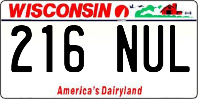WI license plate 216NUL