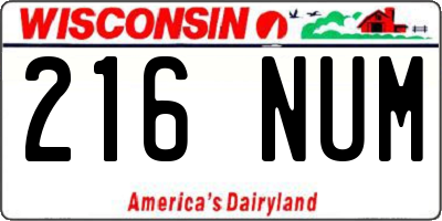 WI license plate 216NUM