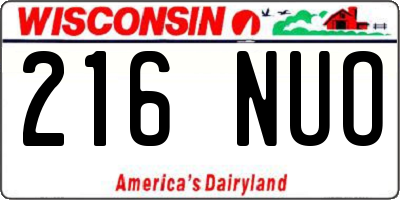 WI license plate 216NUO