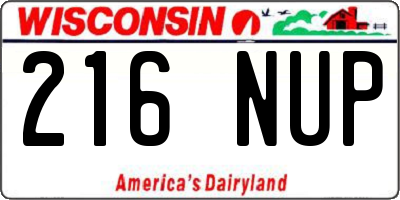 WI license plate 216NUP