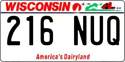 WI license plate 216NUQ