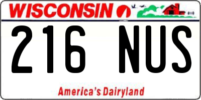 WI license plate 216NUS