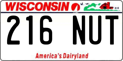 WI license plate 216NUT