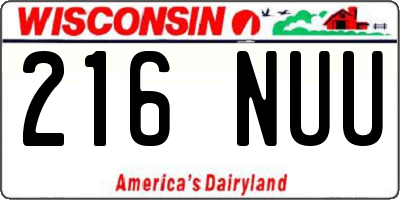 WI license plate 216NUU
