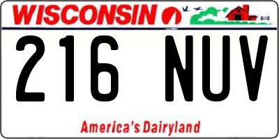 WI license plate 216NUV