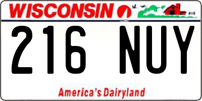 WI license plate 216NUY