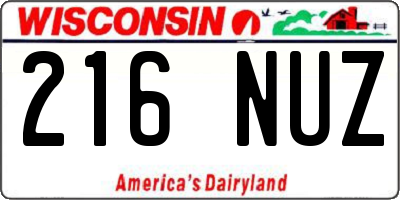 WI license plate 216NUZ