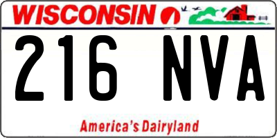 WI license plate 216NVA