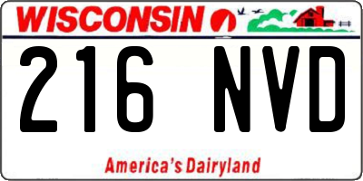 WI license plate 216NVD