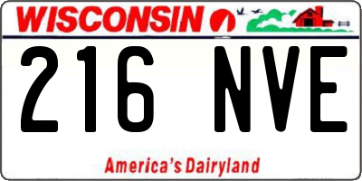 WI license plate 216NVE