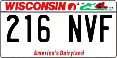 WI license plate 216NVF