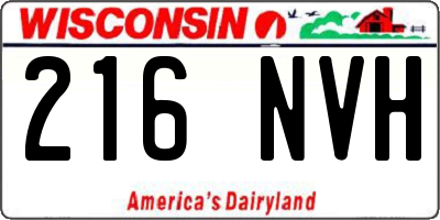 WI license plate 216NVH