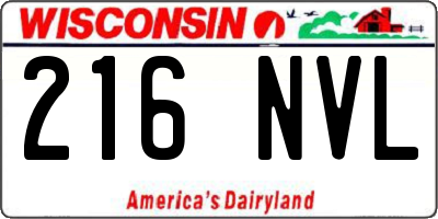WI license plate 216NVL