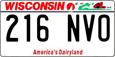 WI license plate 216NVO
