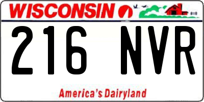 WI license plate 216NVR