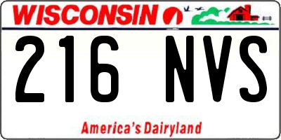 WI license plate 216NVS