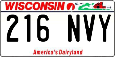 WI license plate 216NVY