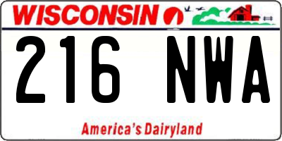 WI license plate 216NWA