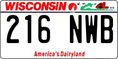WI license plate 216NWB