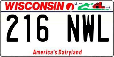 WI license plate 216NWL